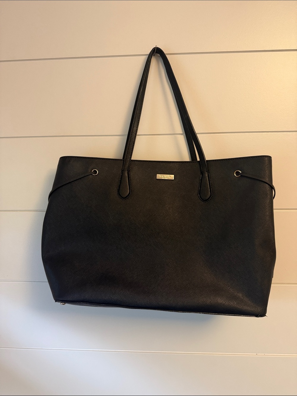 kate spade Black Tote with Gold Logo Plaque